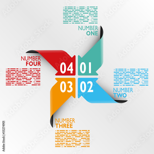 Infografica esempi frecce colorate numeri cerchio