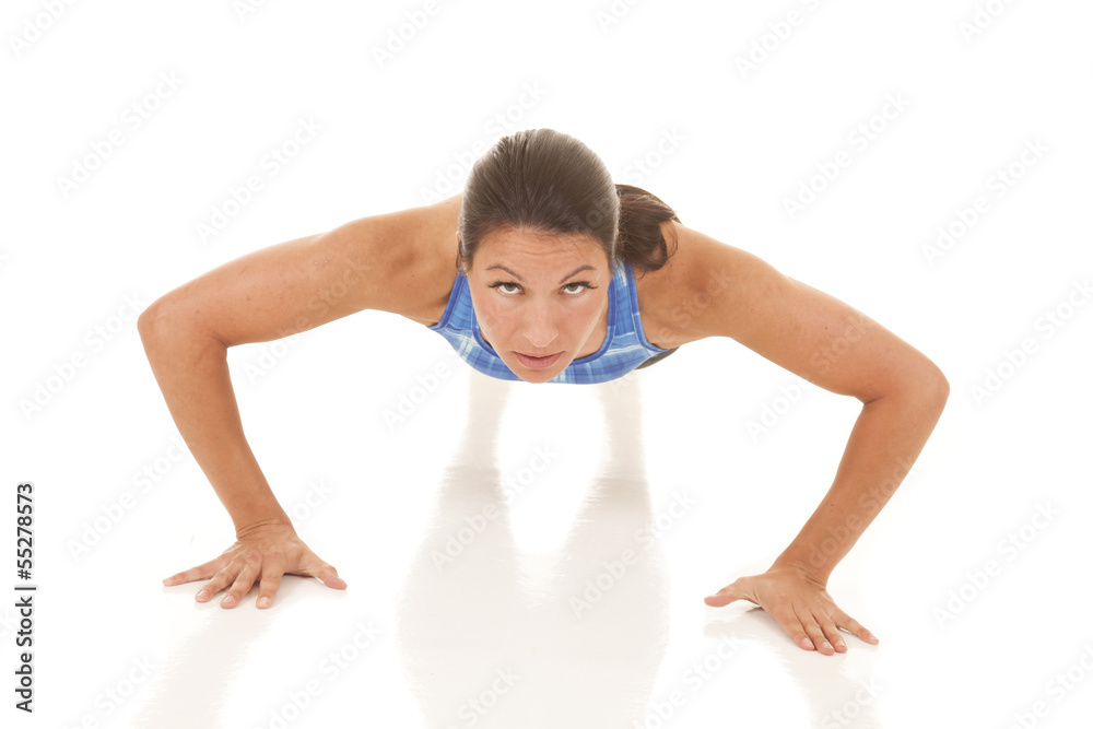 Woman blue plaid halter top pushup