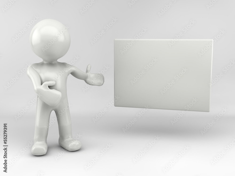 3d man with white board 3d man with white board