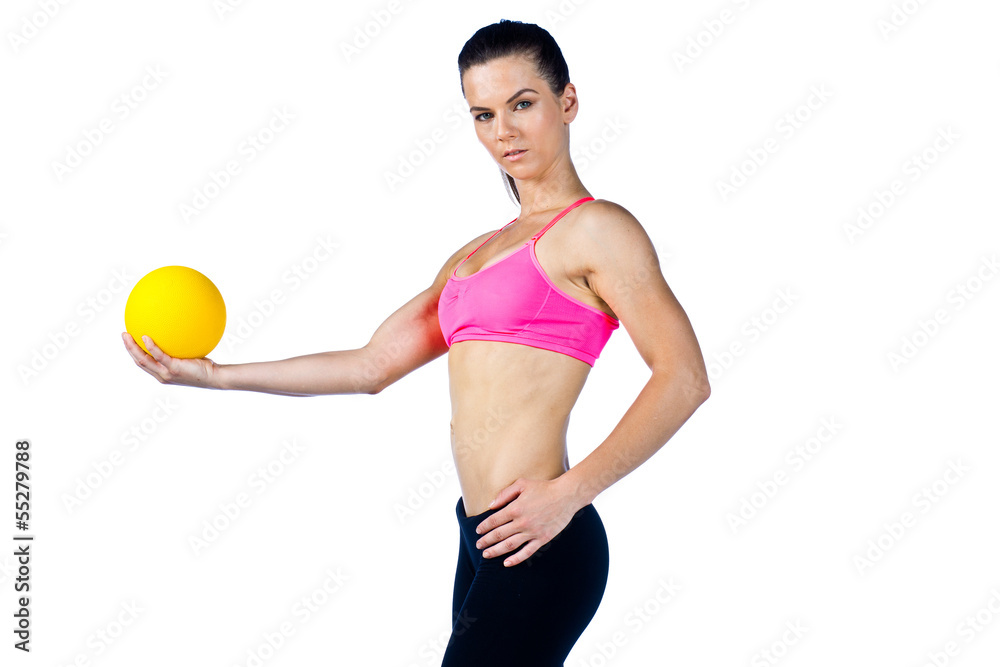 attractive woman athlete with exercise ball attractive woman athlete with exercise ball