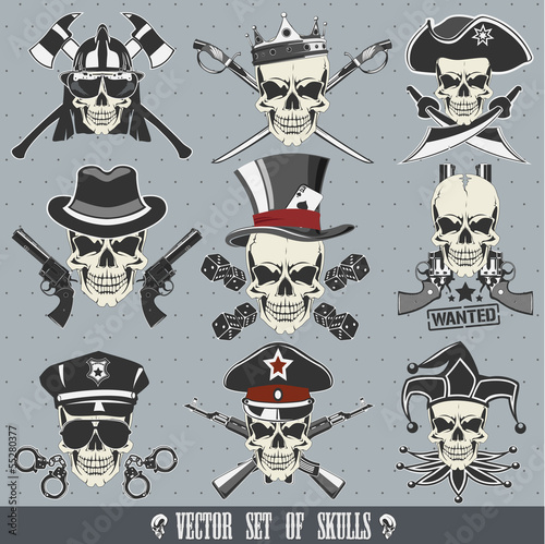 Vector set of skulls