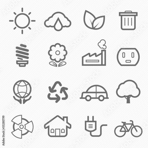 ecology symbol line icon set