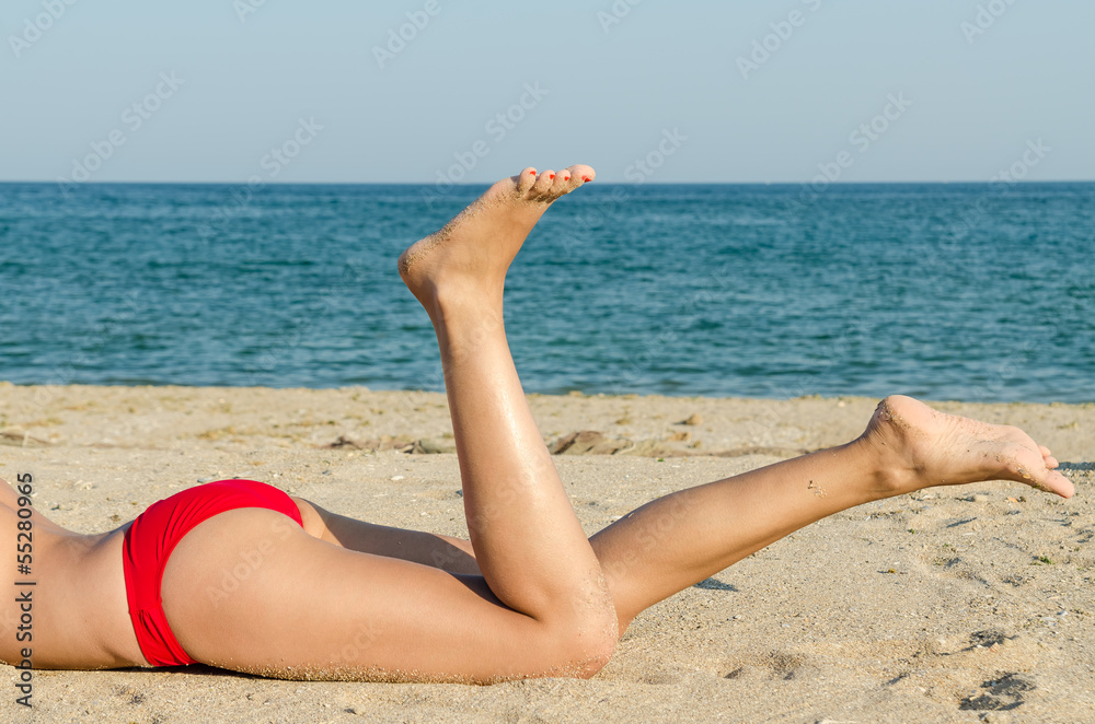 Feet Closeup Of Young Girl In Vacation Relaxing On Beach Feet Closeup Of Young Girl In Vacation Relaxing On Beach