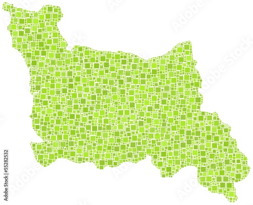Map of Lower Normandy - France - in a mosaic of green squares