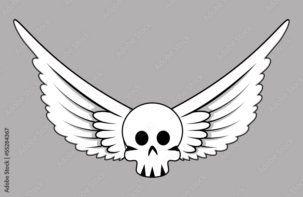 Obraz premium Skull with Wings - Vector Cartoon Illustration