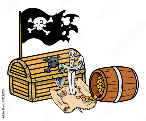 Pirate Treasure - Vector Cartoon Illustration