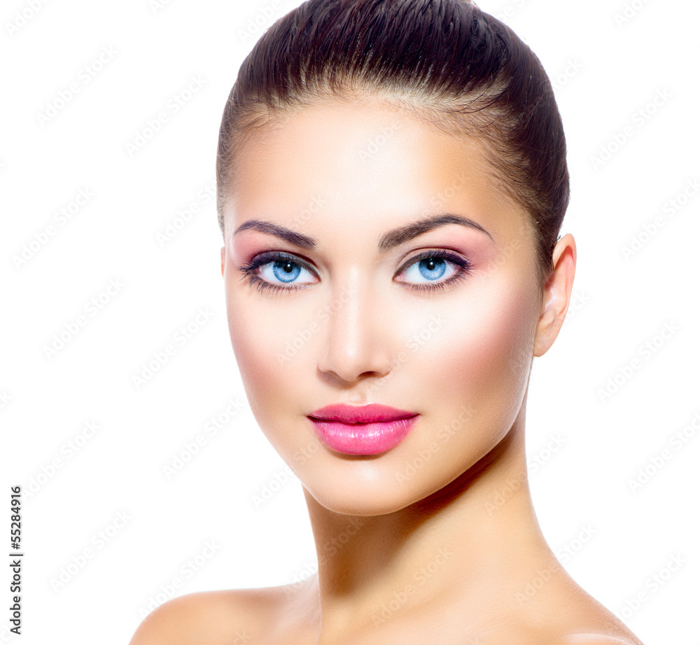 Beautiful Face of Young Woman with Clean Fresh Skin Beautiful Face of Young Woman with Clean Fresh Skin