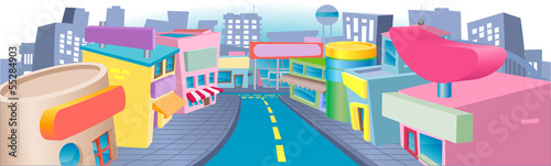Illustration of shopping street