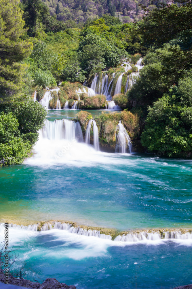 Naklejka premium Amazing waterfall in Krka National Park, Croatia