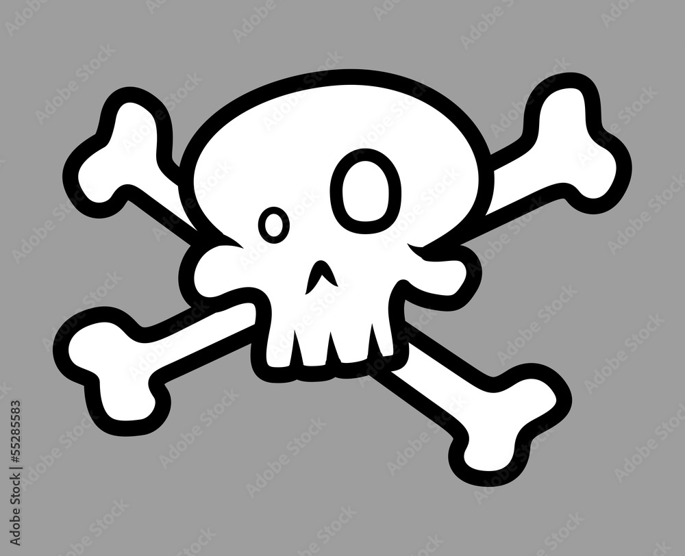 Cartoon Crossed Skull - Vector Cartoon Illustration Cartoon Crossed Skull - Vector Cartoon Illustration