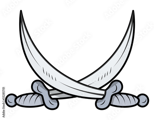 Crossed Sword - Vector Cartoon Illustration