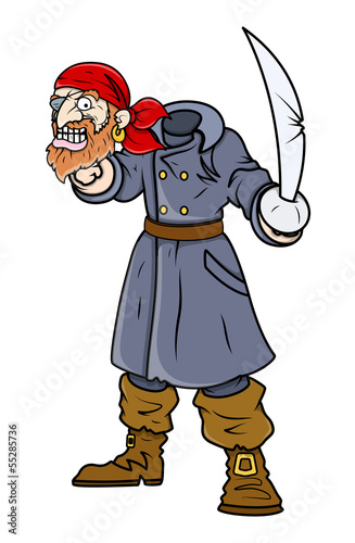 Beheaded Captain Pirate - Vector Cartoon Illustration