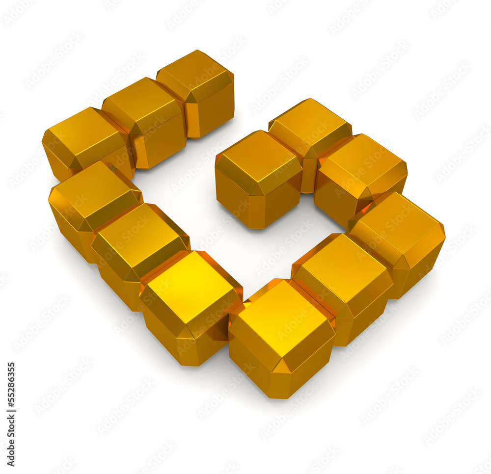 letter G cubic golden