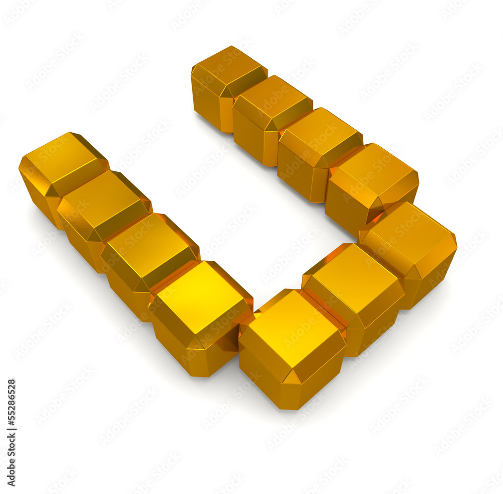 letter U cubic golden