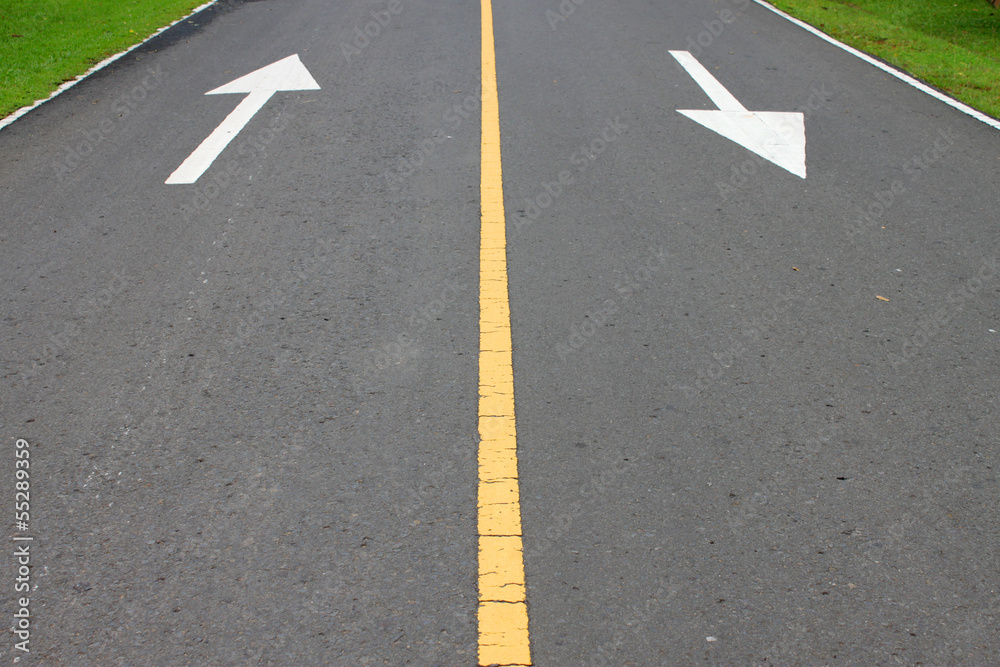 lines and signs on road