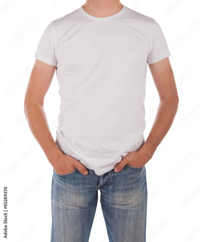 Man in blank white shirt Man in blank white shirt