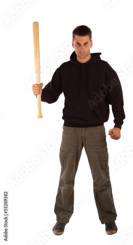 Angry man with baseball bat