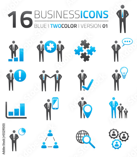 Blue & grey business icon set vector