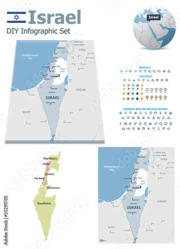 Israel maps with markers