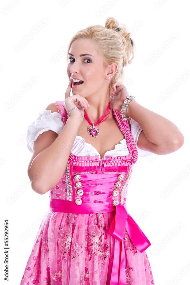 Blondine im bayerischen Kleid isoliert Blondine im bayerischen Kleid isoliert