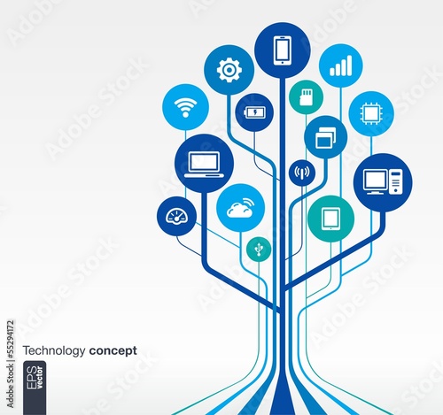 Abstract technology background with icons