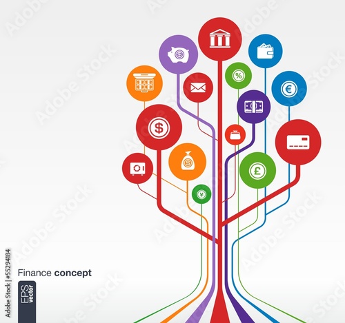 Abstract finance background with lines and circles