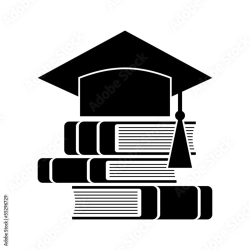 Celebrating graduating hat and books - Education symbol