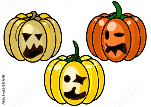 tre zucche di halloween isolate