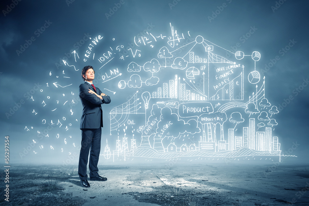 Businessman and business sketch Businessman and business sketch