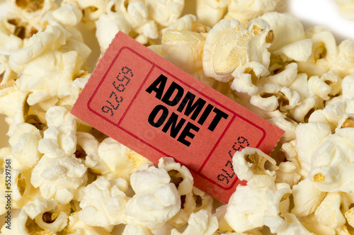 Popcorn With Red Movie Ticket