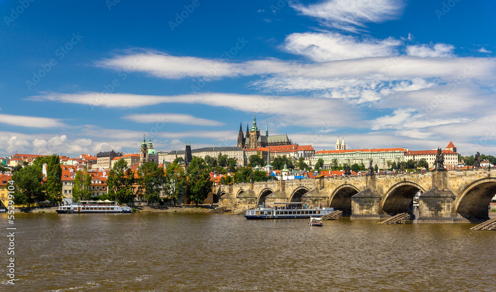 View of Charles Bridge and Prague Castle