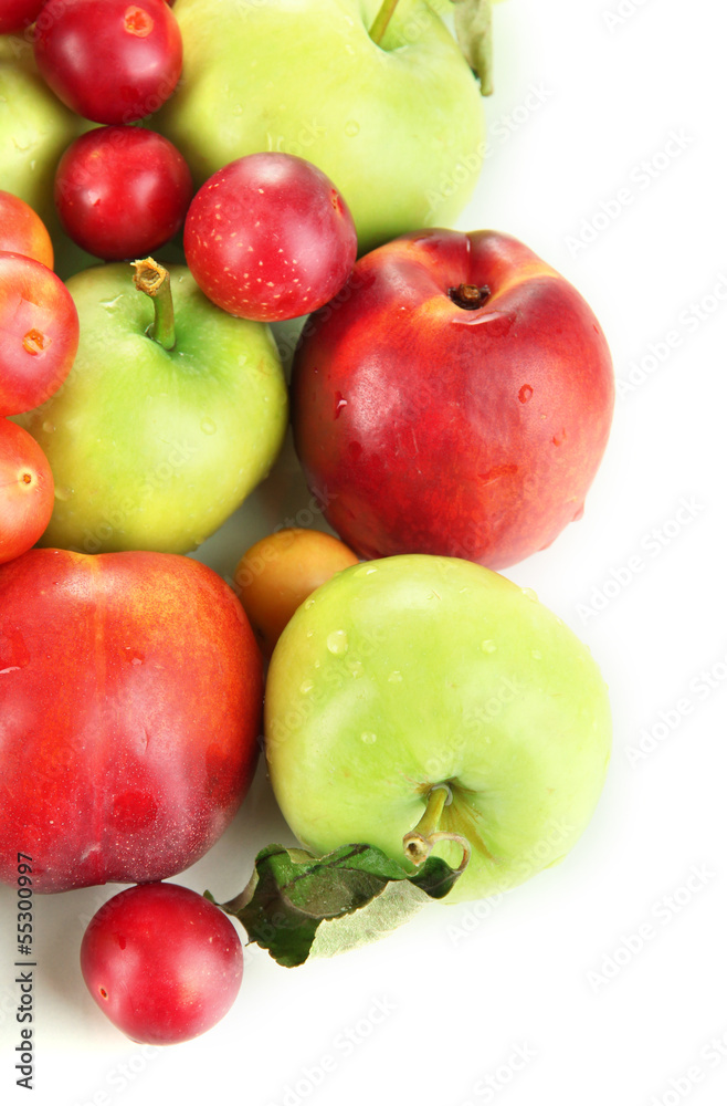 Assortment of juicy fruits, isolated on white Assortment of juicy fruits, isolated on white