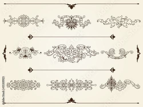 Ornament design elements on parchment
