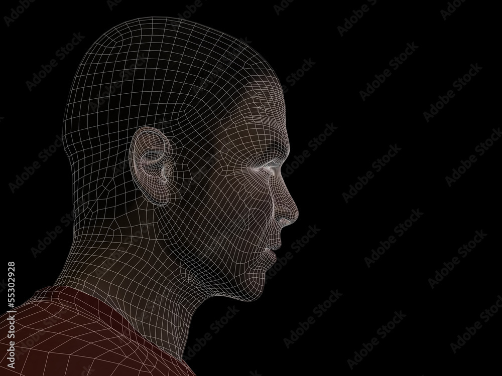 Obraz premium Conceptual wireframe mesh man face