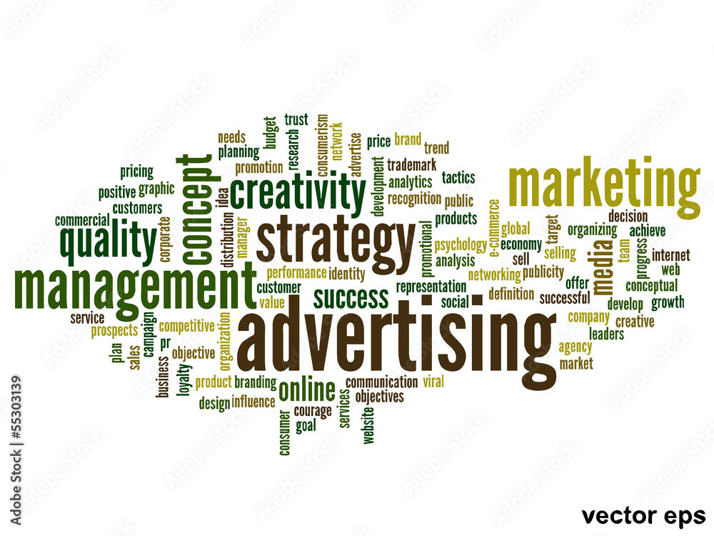 Vector conceptual business advertising word cloud Vector conceptual business advertising word cloud