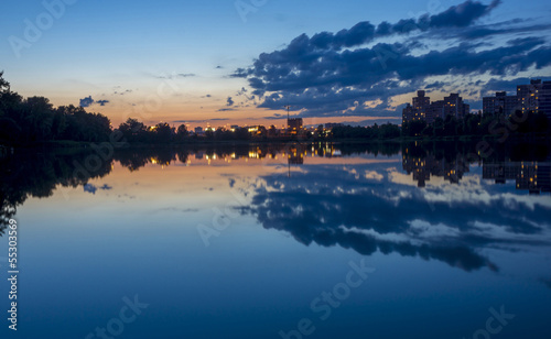 night urban lake