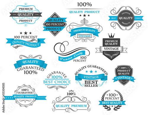 Retro labels, headers and calligraphic elements