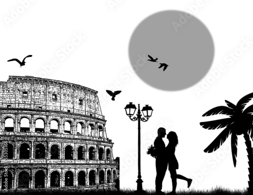 Couple silhouette in Roma