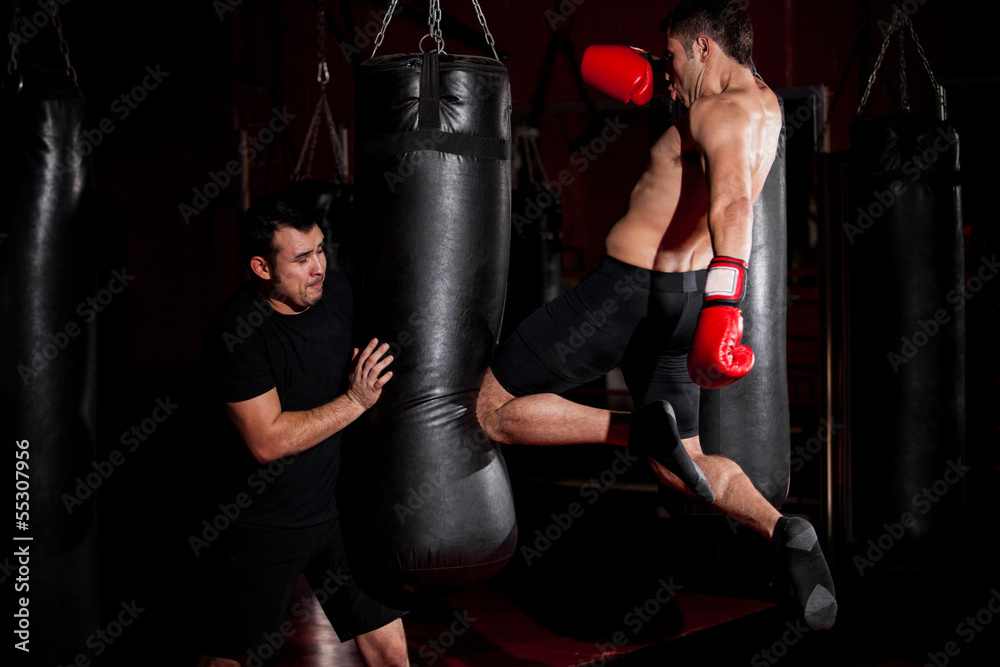 MMA Fighter training at a gym