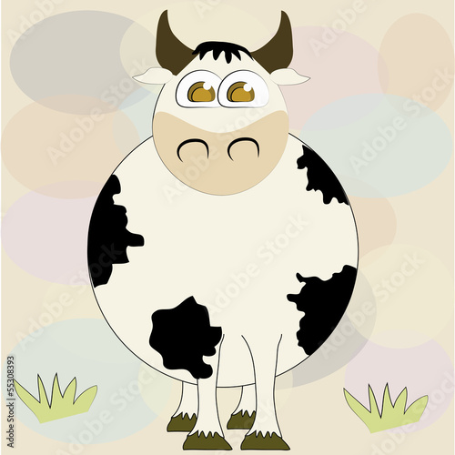 happy cow with grass