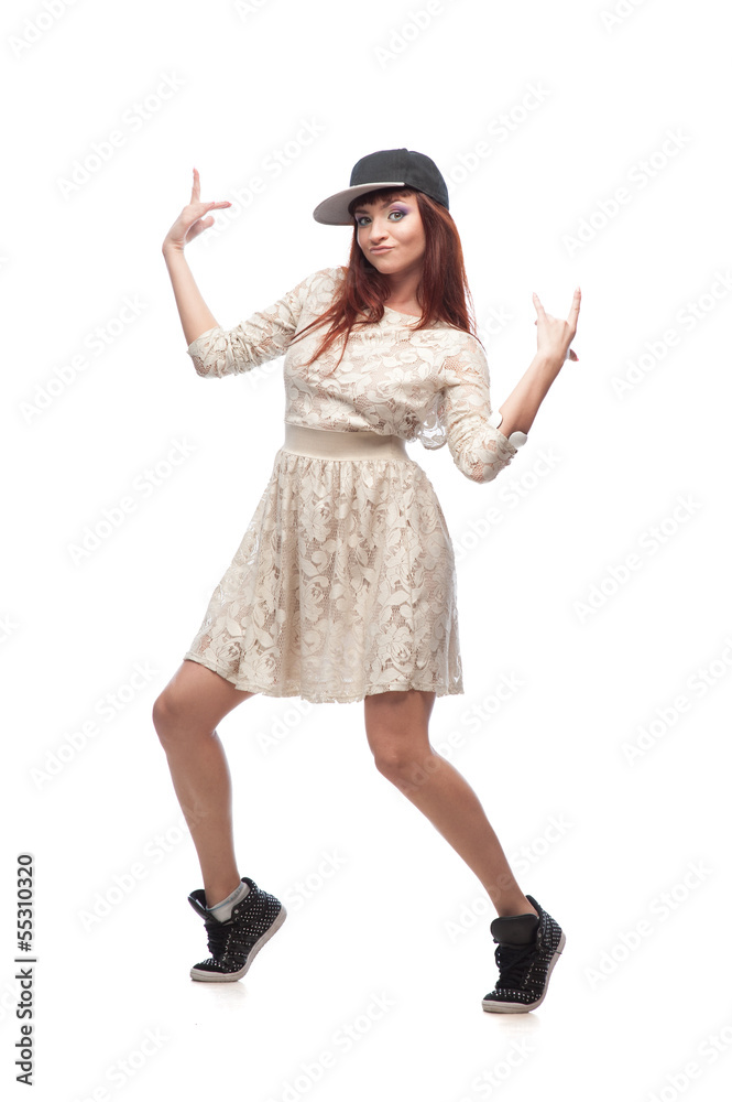 cheerful girl hip-hop dancer cheerful girl hip-hop dancer