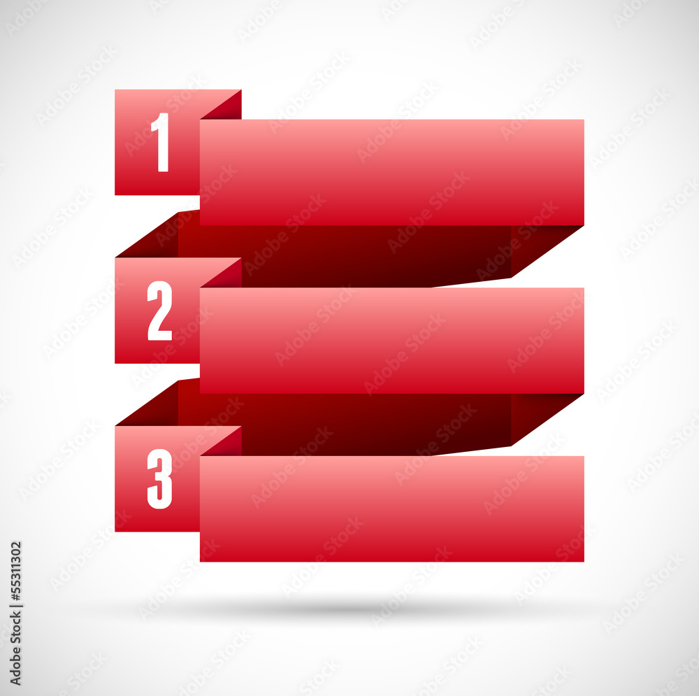 Infographic with numbered infographic ribbons Infographic with numbered infographic ribbons