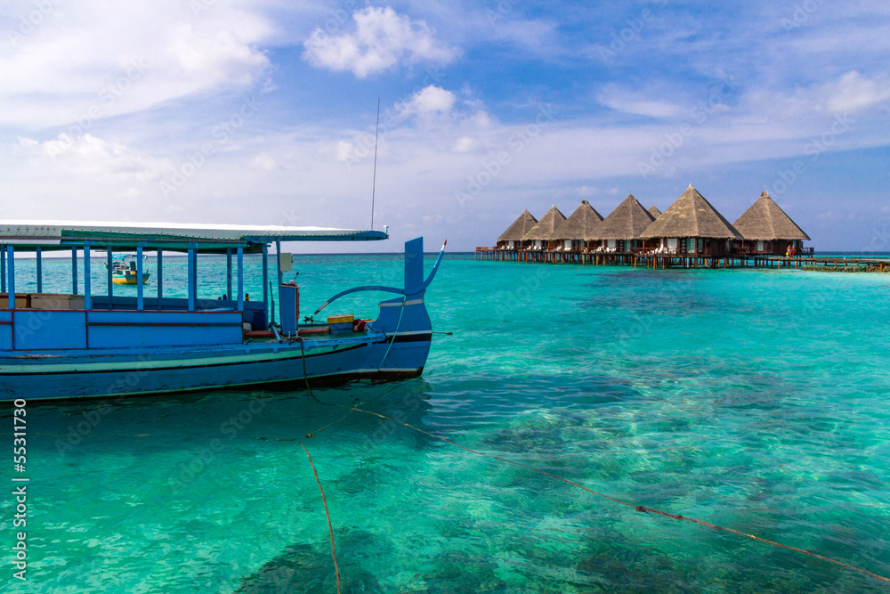 water villas and boat
