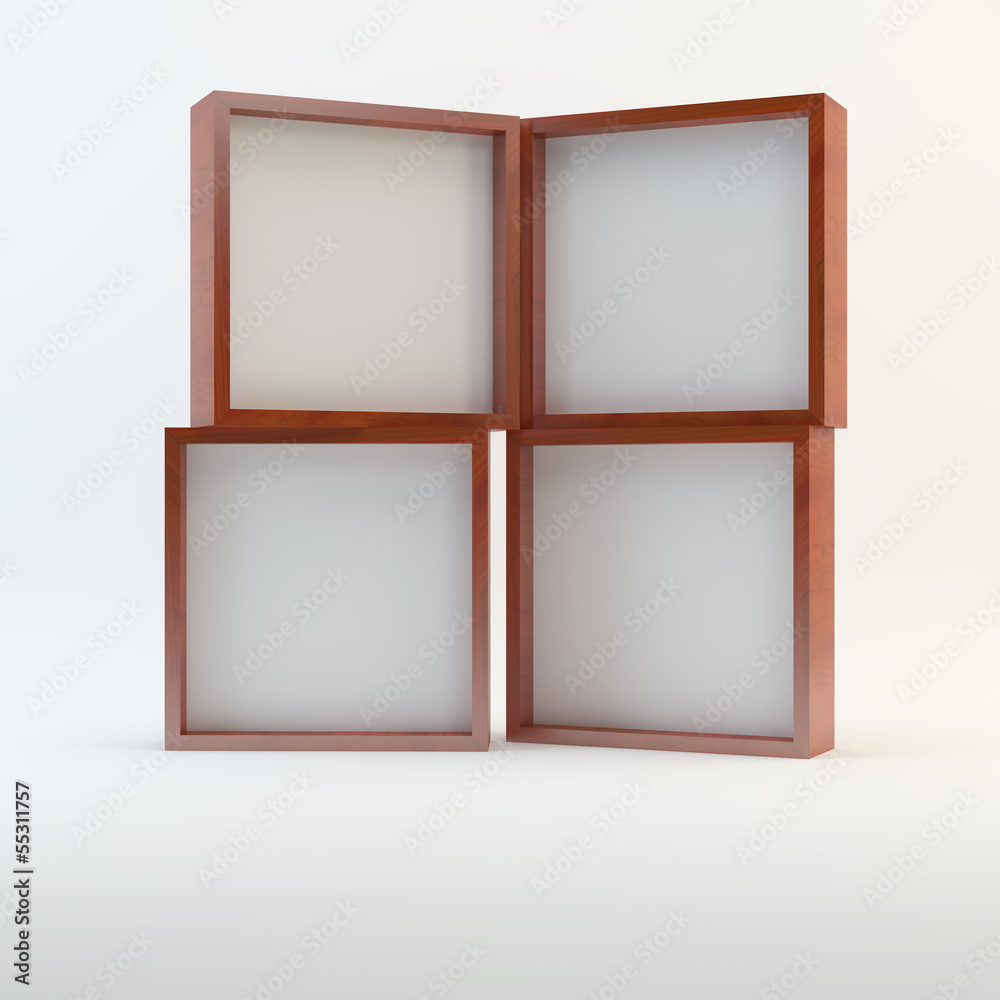 Fototapeta premium Four wood blank box display