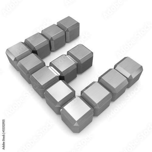 letter E cubic metal