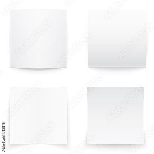 Paper banners on white background, soft shadows.