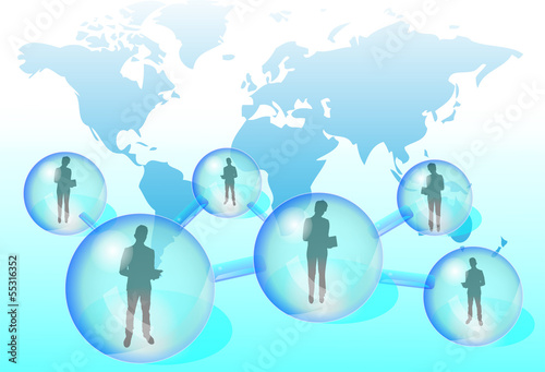 Illustration of business people with tablet in social network
