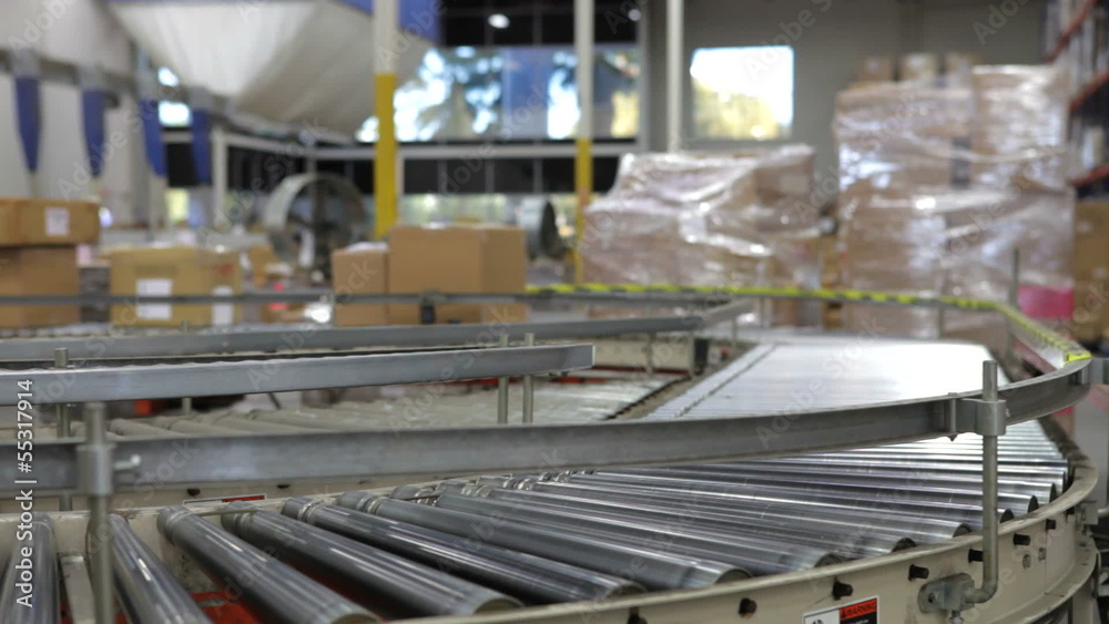 Time Lapse Shot Of Boxes Moving On Conveyor Belt Time Lapse Shot Of Boxes Moving On Conveyor Belt