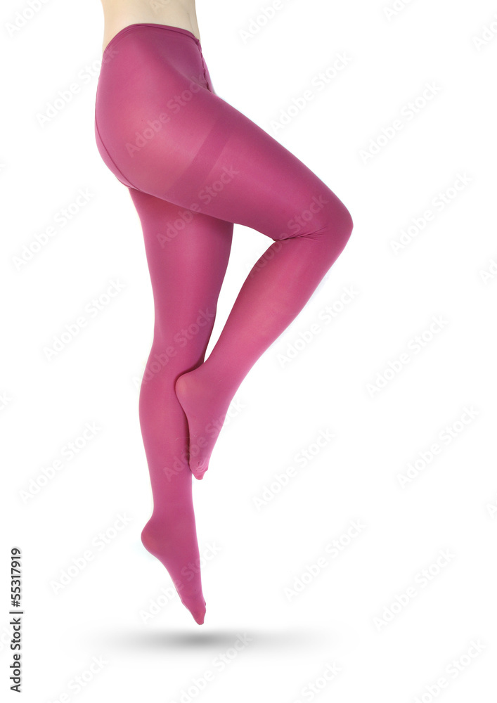Perfect slim legs in tights over white. Weight loss concept. Perfect slim legs in tights over white. Weight loss concept.