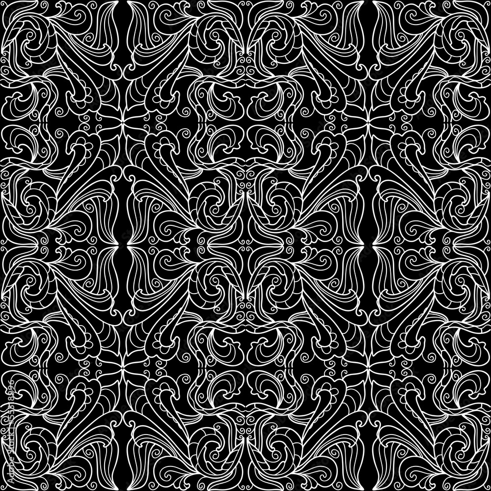 Obraz premium Contour seamless floral pattern